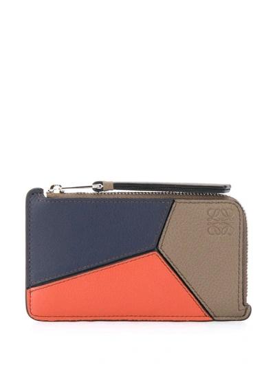 Loewe Puzzle Coin Leather Cardholder In Blue