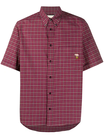 Gucci Checked-print Cotton Shirt In Red