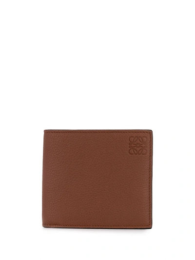 Loewe Bi-fold Grained-leather Wallet In Brown