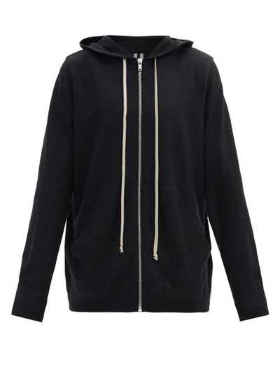 Rick Owens Zip-through Cashmere Hooded Sweater In Black