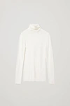 Cos Fine Roll-neck Wool Top In White