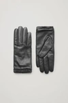 Cos Gathered Leather-cashmere Gloves In Black