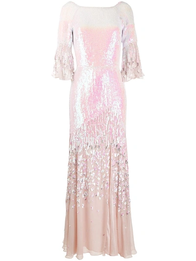 Temperley London Celestial Iridescent Sequin-embellished Gown In Pink