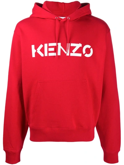 Kenzo Hoodie With Contrasting Logo In Red