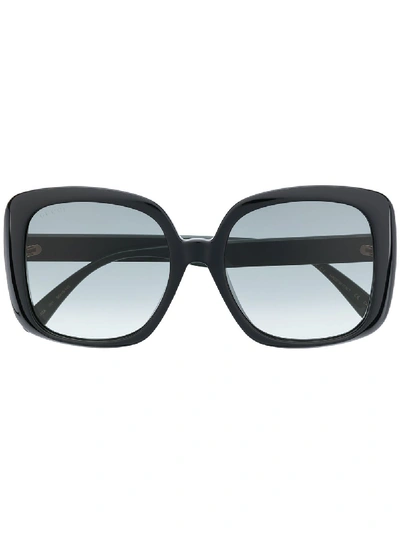 Gucci Web-detail Square-frame Sunglasses In Black