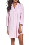 Lauren Ralph Lauren Cotton Poplin Sleep Shirt In Stripe Lagoon Pink/ White