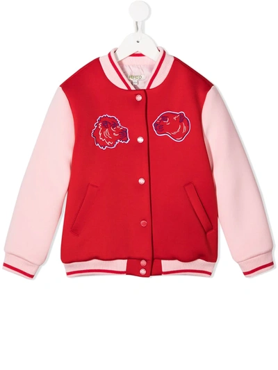 Kenzo Kids' Embroidered Bomber Jacket In Red