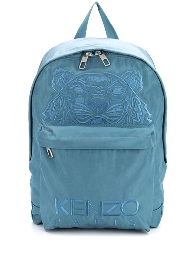 Kenzo Tiger-embroidered Backpack In Blue