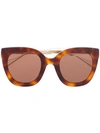 Gucci Oversized Cat Eye Sunglasses In Avana