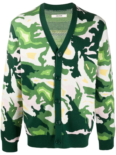 Zadig & Voltaire Camouflage Embroidered Cardigan In Green