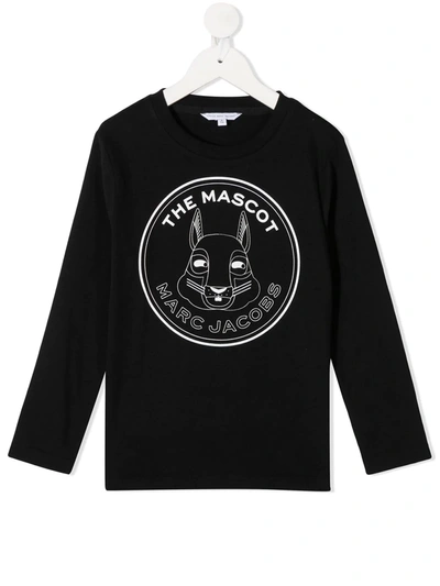 Marc Jacobs Kids' Logo Patch Long-sleeve Top In Black
