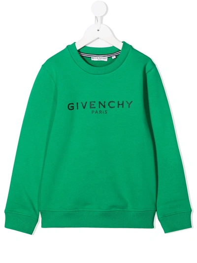Givenchy Kids' Crew Neck Logo T-shirt In Green
