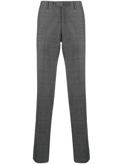 Pt01 Check Straight-leg Trousers In Grey