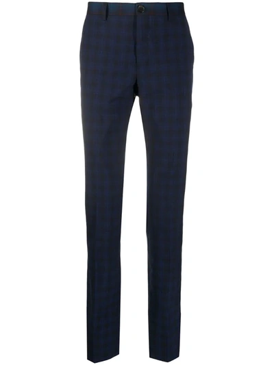 Ps By Paul Smith Checked Tailored Trousers In Blue