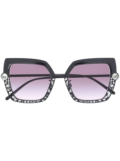 Dolce & Gabbana Cut-out Angled Sunglasses In Black
