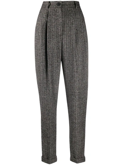 Dolce & Gabbana Tapered Tweed Trousers In Brown