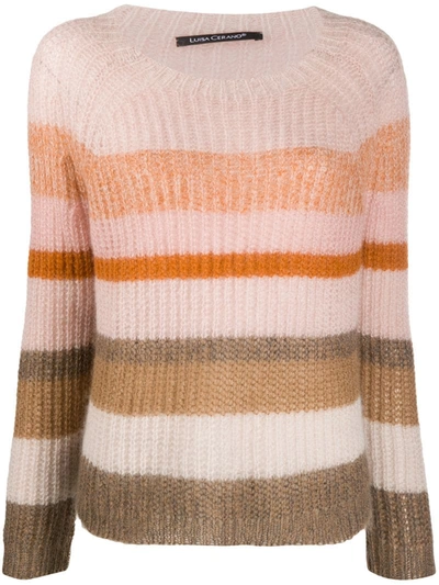 Luisa Cerano Striped Knitted Jumper In Pink