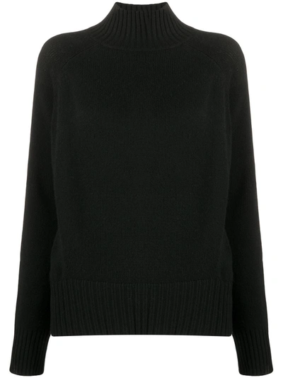 Allude Loose Fit Roll-neck Jumper In Black
