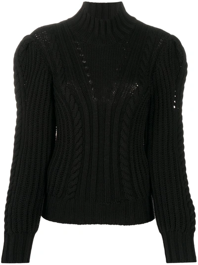 Dondup Roll Neck Chunky Knit Jumper In Black