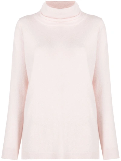 Allude Loose Fit Roll Neck Jumper In Pink