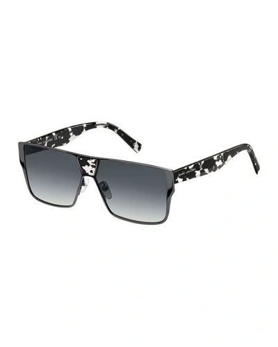 Marc Jacobs Faceted Flat-top Oversized Square Sunglasses, Black