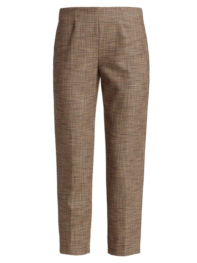 Piazza Sempione Audrey Cropped Houndstooth Pants In Beige