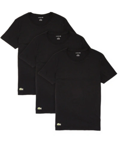 Lacoste Men's Essential Cotton Crew Neck Regular Fit Undershirt Set, 3-piece In Black