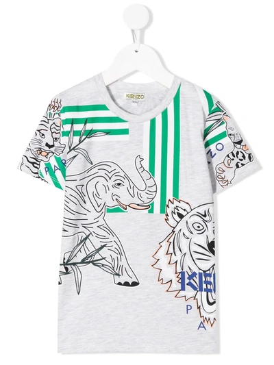Kenzo Kids Jungle Tiger Graphic T-shirt In Grey