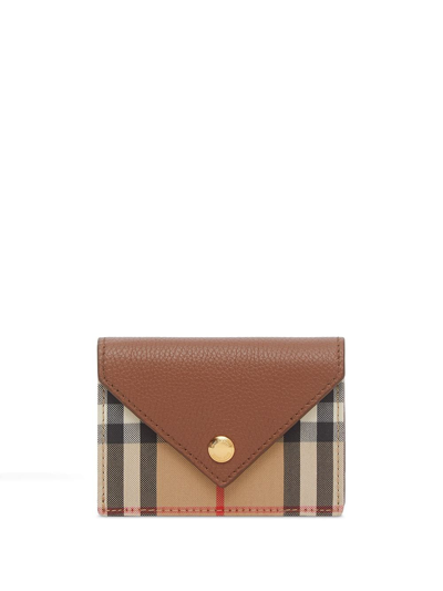 Burberry Vintage Check Card Case In Brown ,neutral