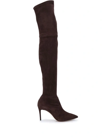 Casadei Suede Stiletto Over-the-knee Boots In Brown