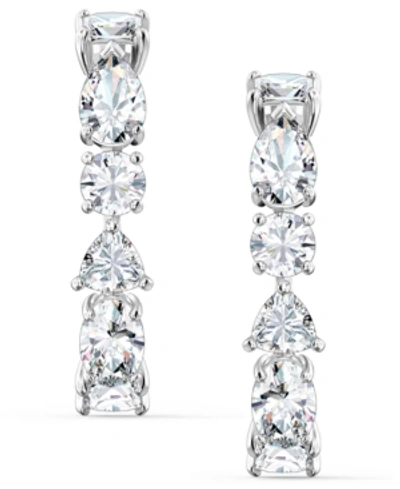 Swarovski Silver-tone Crystal Curved Drop Earrings