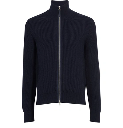 Tom Ford Zipped High Neck Cardigan In Blue