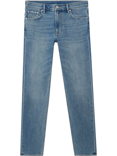 Burberry Printed Slim Cotton Denim Jeans In Blue
