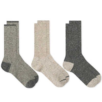 Anonymous Ism Nep Yarn Rib Crew Sock - 3 Pack In Grey