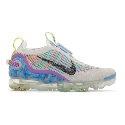 Nike Vapormax 2020 Rubber And Canvas-trimmed Flyknit Sneakers In Platinum