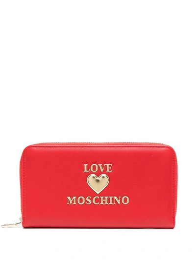 Love Moschino Zip Around Wallet Padded Heart In Red
