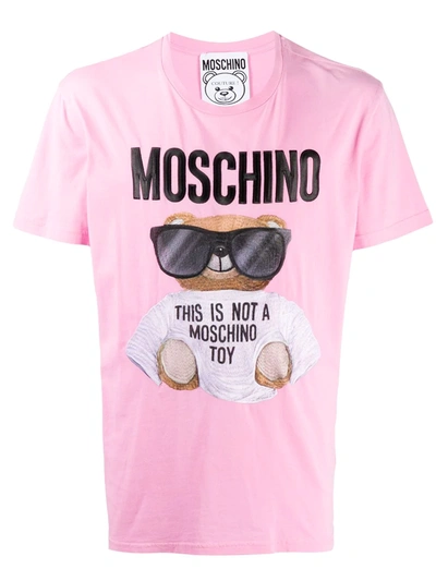 Moschino Jersey T-shirt Micro Teddy Bear In Pink