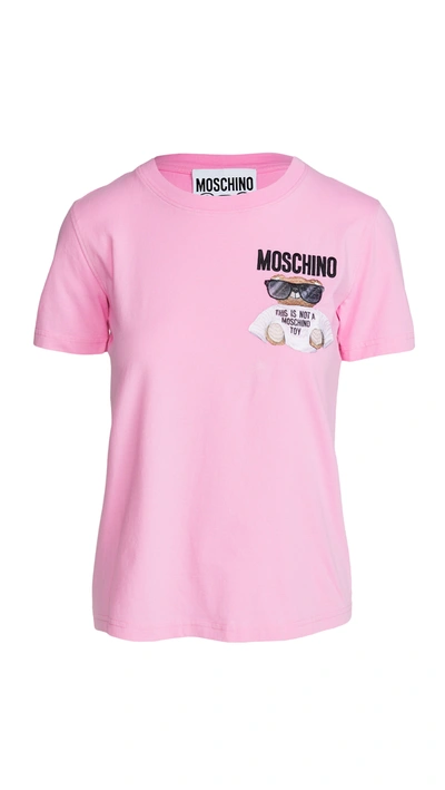 Moschino Bear Tee In Fantasy Print Pink