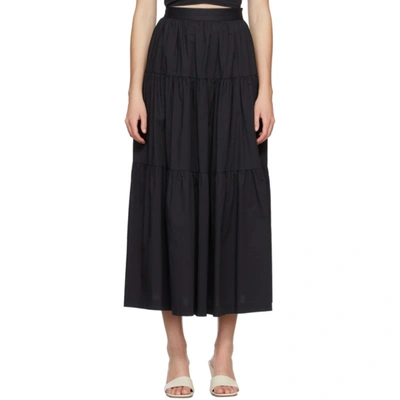 Staud Sea Cotton Ruffled Skirt In Black