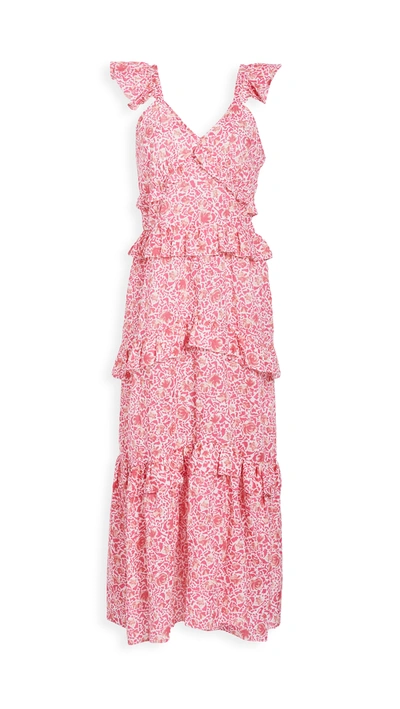 Misa Morrison Ruffled Floral Maxi Dress - L - Also In: S, M, Xs In Pink