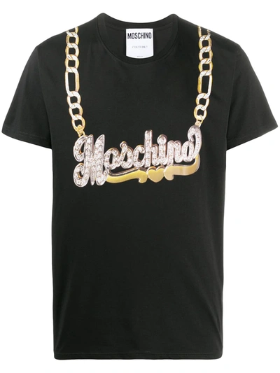 Moschino T-shirt In Cotone Con Stampa-logo In Black
