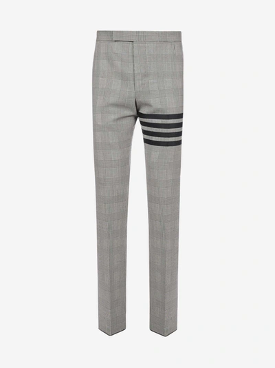 Thom Browne 4-bar Prince Of Wales Wool Trousers In Blk Wht