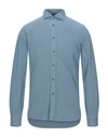 Xacus Solid Color Shirt In Slate Blue