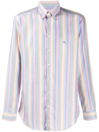 Etro Striped-print Button-down Shirt In Blue