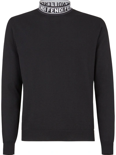 Fendi Logo-neck Jumper In Black