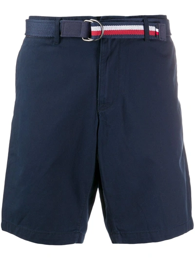 Tommy Hilfiger Brooklyn Belted Cotton Shorts In Blue