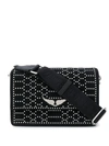 Zadig & Voltaire Lolita Stud-embellished Suede Cross-body Bag In Black