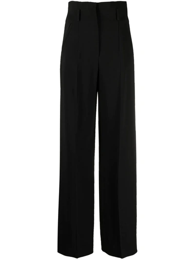 Alberta Ferretti High-waisted Straight-leg Trousers In Nero