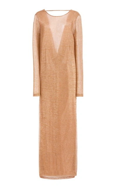 Kalmanovich Draped Cowl Back Maxi Dress In Gold