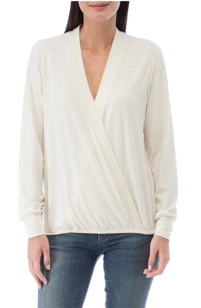 Bobeau Mavis Surplice Top In Oatmeal